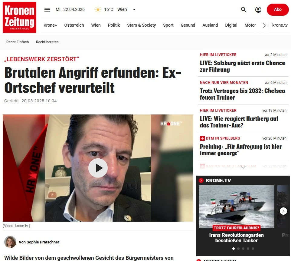 Brutalen Angriff erfunden: Ex-Ortschef verurteilt