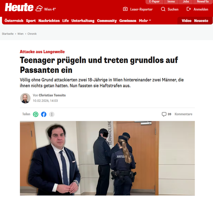 Rechtsanwalt Mag. Sascha Flatz – Medienbericht im Strafrecht aus Wien