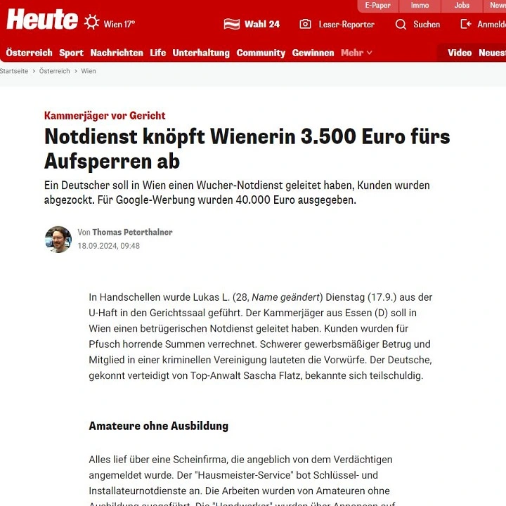 Rechtsanwalt Mag. Sascha Flatz – Pressebericht und Medienauftritt zum Strafrecht in Wien
