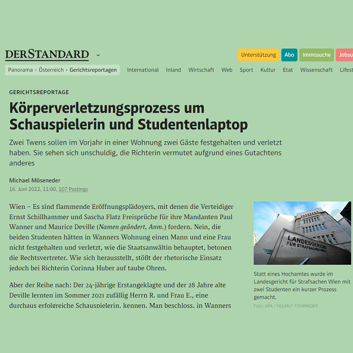 Rechtsanwalt Mag. Sascha Flatz – Pressebericht und Medienauftritt zum Strafrecht in Wien