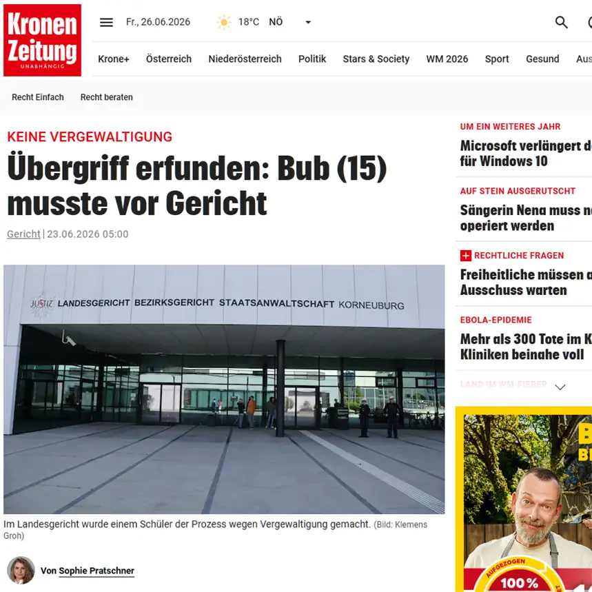 Vergewaltigungsvorwurf gegen einen 15-Jährigen war frei erfunden