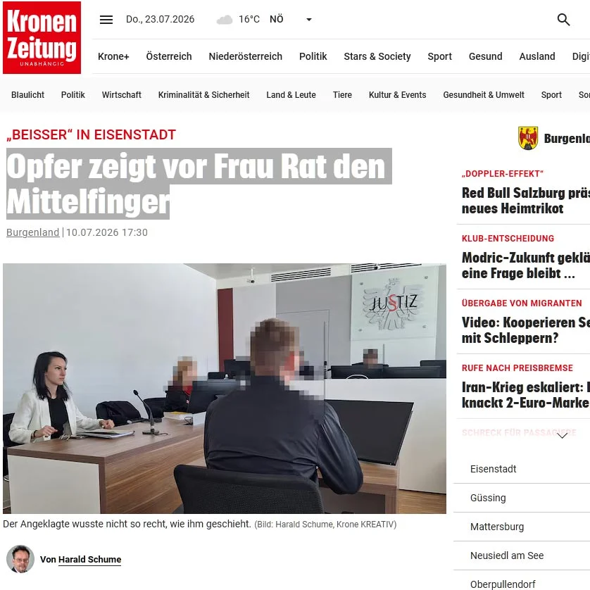 Beitrag in der Kronenzeitung am 10.7.2026